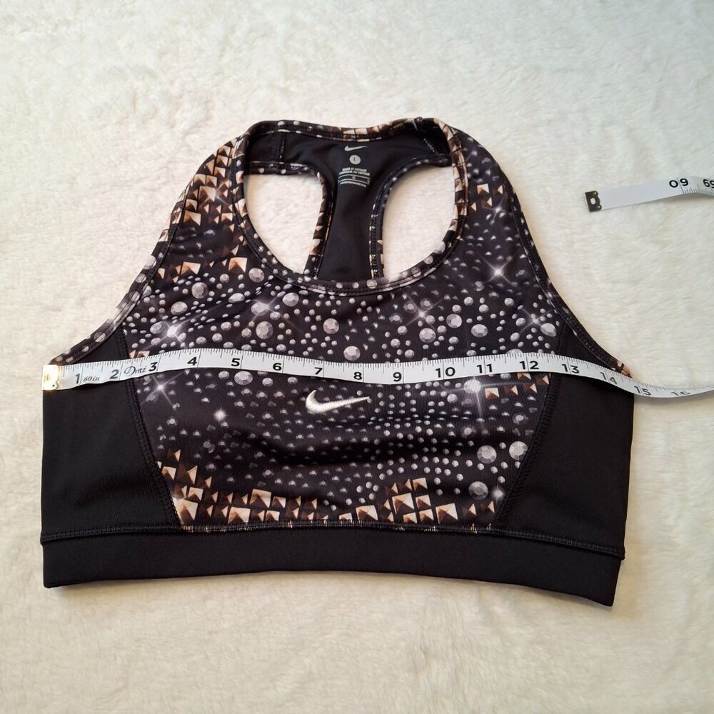 Nike Diamonds Graphic Sports Bra Sz L Racerback Removable Pads Workout Grunge - Picture 7 of 11